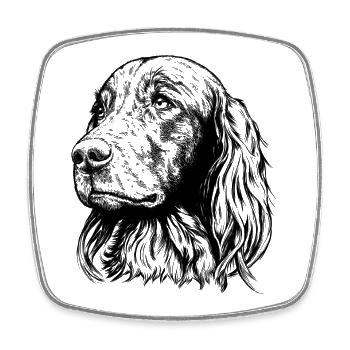 Portrait de setter irlandais - Magnet carré - blanc - Devant