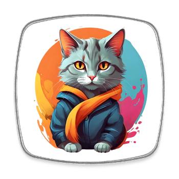 Stylish Urban Feline - Square fridge magnet - white - Front