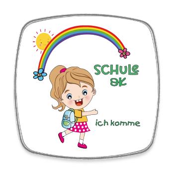 School Child, School Enrollment - Square fridge magnet - white - Front