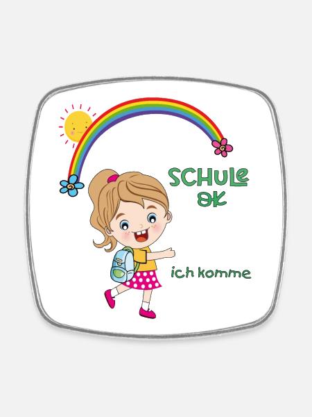 Schulkind, Einschulung - Viereckiger Kühlschrankmagnet - Weiß