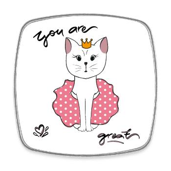 Tu es génial, Chat - Magnet carré - blanc - Devant