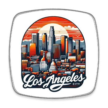 Paysage onirique de Los Angeles : l’art de l’ambiance vibrante de la ville - Magnet carré - blanc - Devant