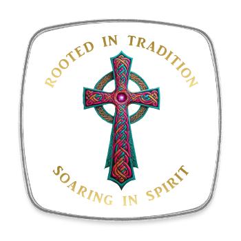 Colorful Celtic Cross Cross Kreuz Cruz T Shirt - Square fridge magnet - white - Front