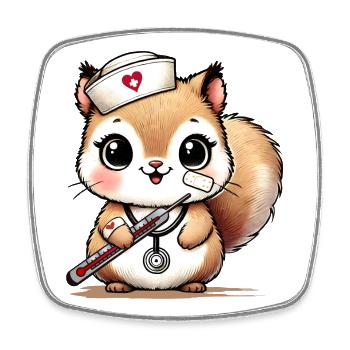 Adorable squirrel as a nurse - Square fridge magnet - white - Front