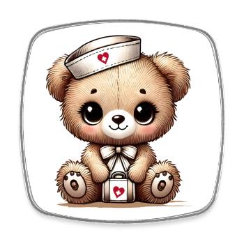 Bezaubernder Teddybär als Krankenschwester - Viereckiger Kühlschrankmagnet - Weiß - Vorne