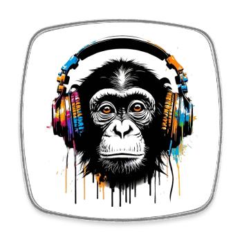 Singe - Magnet carré - blanc - Devant