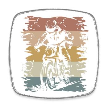 Retro Motorcycle Biker Vintage Symbol Cafe Racer - Square fridge magnet - white - Front