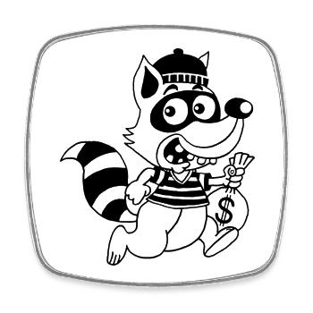 Dieb Waschbär (Schwarz) - Viereckiger Kühlschrankmagnet - Weiß - Vorne
