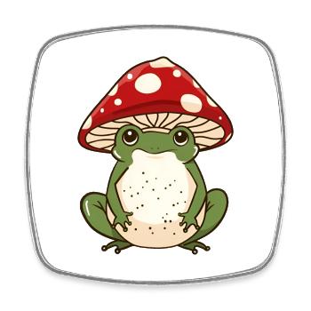 Mushroom Cap Frog Whimsy - Square fridge magnet - white - Front