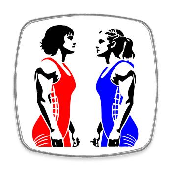 Frauen Ringen - Viereckiger Kühlschrankmagnet - Weiß - Vorne