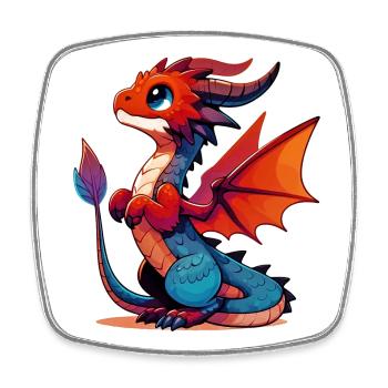 Dragon - Magnet carré - blanc - Devant