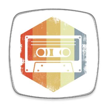 Retro 80er Kassette - Viereckiger Kühlschrankmagnet - Weiß - Vorne
