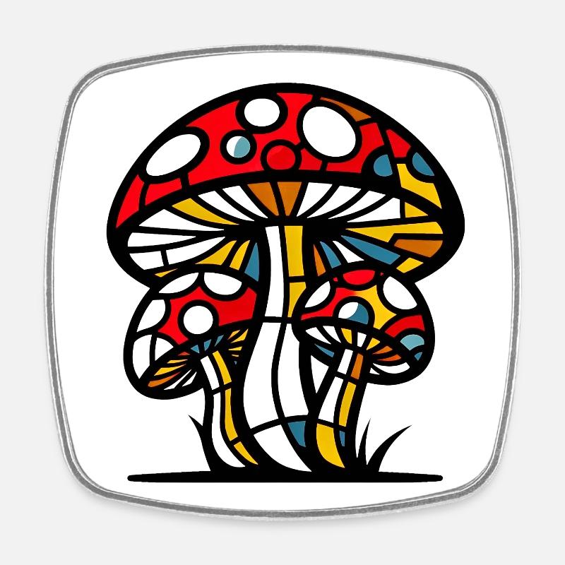 Fungo Funghi Mushroom Mushrooms - Square fridge magnet - white