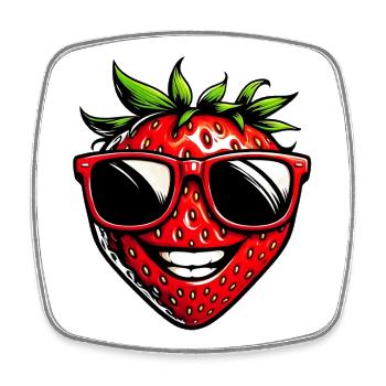 Fraise avec lunettes de soleil - Magnet carré - blanc - Devant