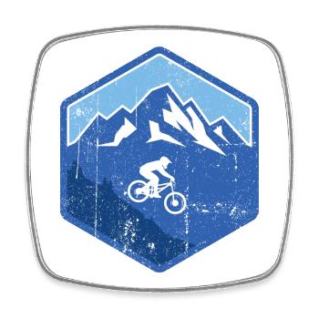 Alpine Mountain Bike Rider - Square fridge magnet - white - Front