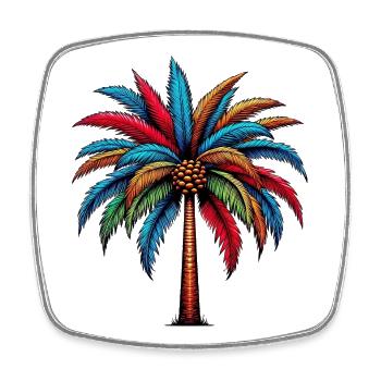 Palme - Viereckiger Kühlschrankmagnet - Weiß - Vorne