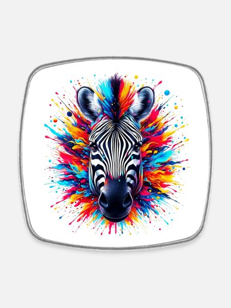 Zebra - Viereckiger Kühlschrankmagnet - Weiß