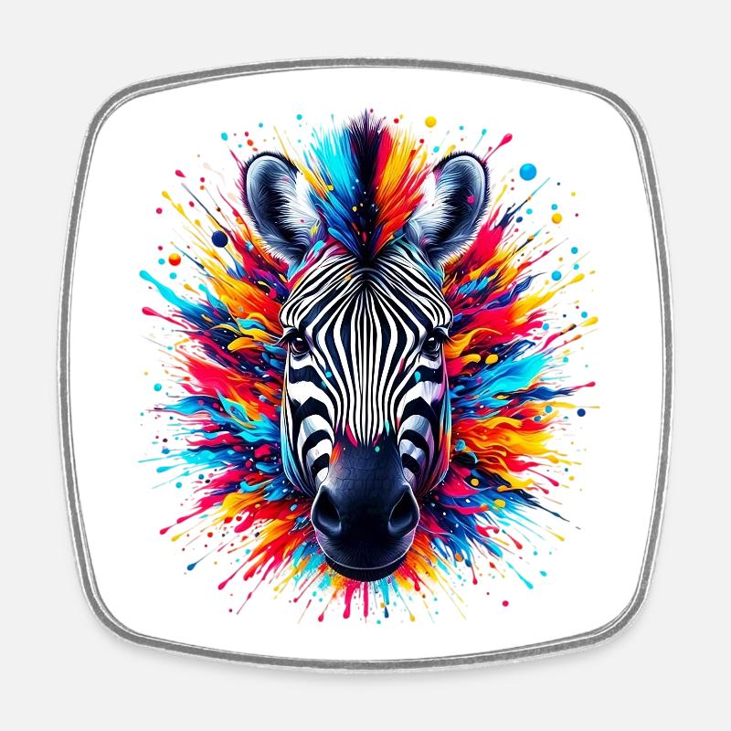 Zebra - Viereckiger Kühlschrankmagnet - Weiß