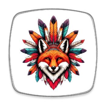 Renard amérindien Peaux-rouges d’Amérique - Magnet carré - blanc - Devant