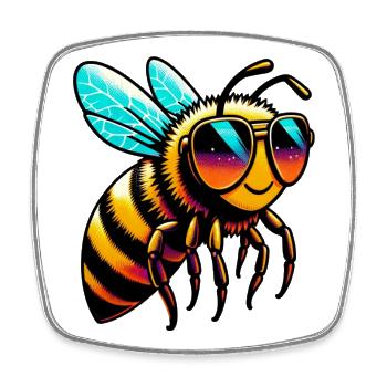 Bee - Square fridge magnet - white - Front
