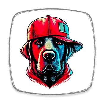 Chien - Magnet carré - blanc - Devant