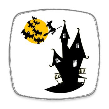 Witch's house with moon and bats - Square fridge magnet - white - Front