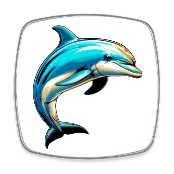 Dolphin - Square fridge magnet - white - Front