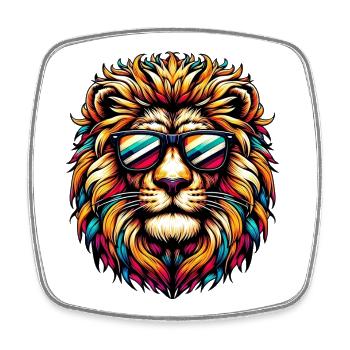 Lion with Sunglasses - Square fridge magnet - white - Front
