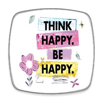 Think Happy, Be Happy - Viereckiger Kühlschrankmagnet - Weiß - Vorne