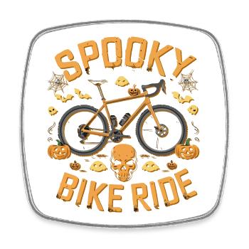 Spooky Halloween Bike Ride Design - Square fridge magnet - white - Front