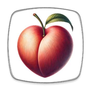 Peach in the shape of a heart: beauty of the fruit - Square fridge magnet - white - Front