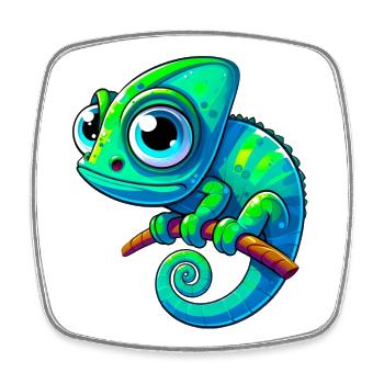 Caméléon - Magnet carré - blanc - Devant