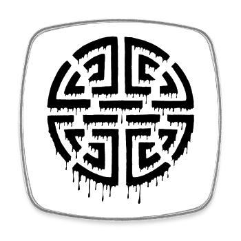 Graffiti eines schwarzen Labyrinths - Viereckiger Kühlschrankmagnet - Weiß - Vorne