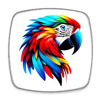 Parrot - Square fridge magnet - white - Front