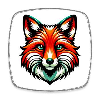 Renard - Magnet carré - blanc - Devant