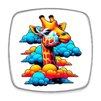 Giraffe with head in cloud clouds - Square fridge magnet - white - Front