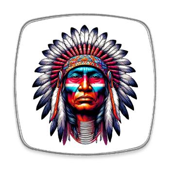 Amerikanisch, Indianer, Amerikaner - Viereckiger Kühlschrankmagnet - Weiß - Vorne