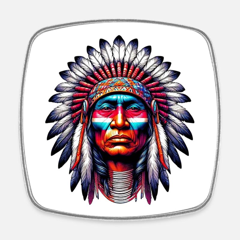American Indian American - Square fridge magnet - white