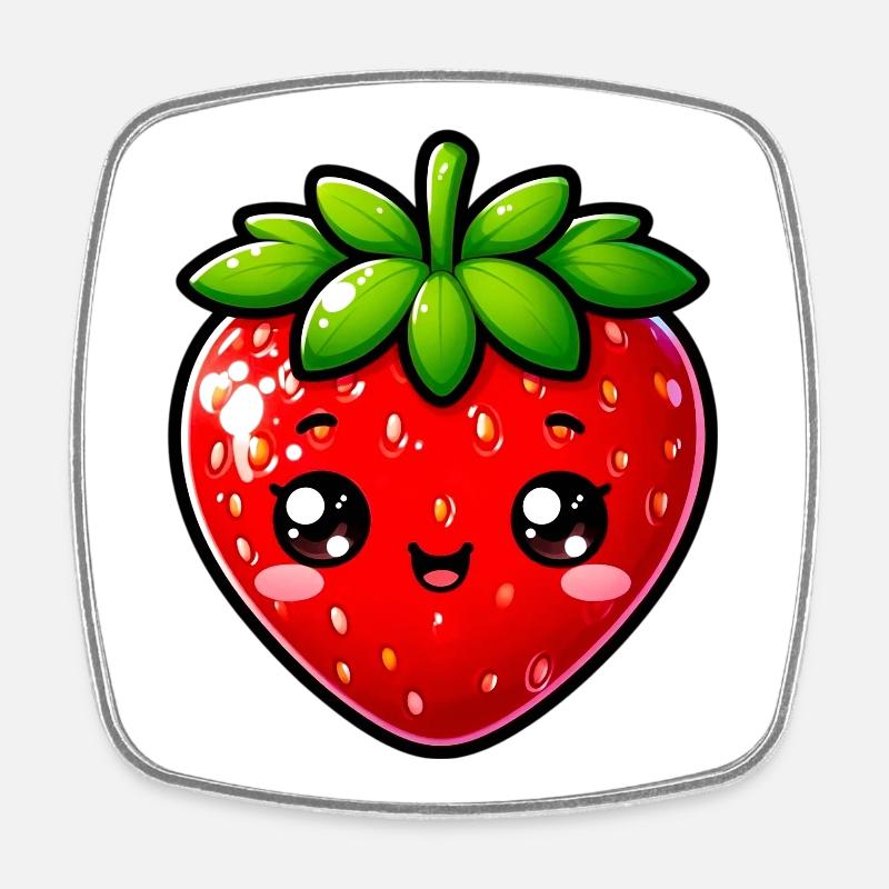 Erdbeeren Erdbeeren - Viereckiger Kühlschrankmagnet - Weiß