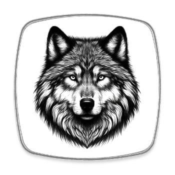 Wolf - Square fridge magnet - white - Front