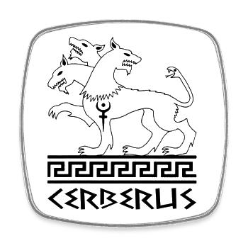 Black Cerberus Wolf Dog - Square fridge magnet - white - Front