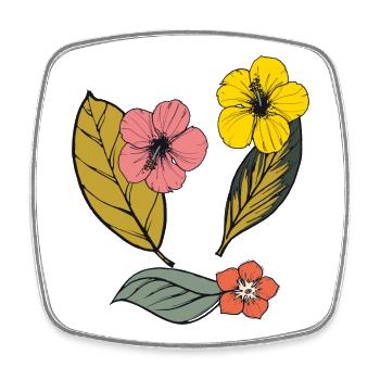 Autumn floral, Hibiscus - Square fridge magnet - white - Front