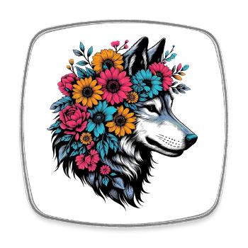 Wolf - Square fridge magnet - white - Front