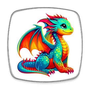Dragon - Square fridge magnet - white - Front