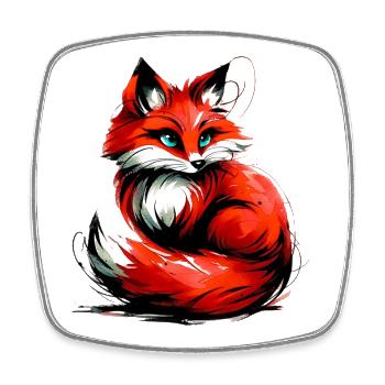 Fuchs - Viereckiger Kühlschrankmagnet - Weiß - Vorne