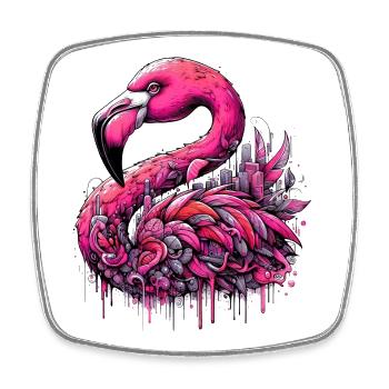 Flamingo - Viereckiger Kühlschrankmagnet - Weiß - Vorne