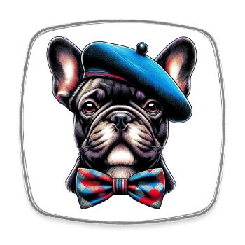 Bouledogue français Chien - Magnet carré - blanc - Devant