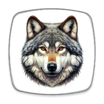 Wolf - Viereckiger Kühlschrankmagnet - Weiß - Vorne