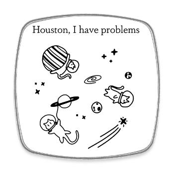 Houston, I have problems | Cats Universe | Katzen - Viereckiger Kühlschrankmagnet - Weiß - Vorne