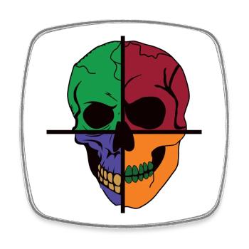 Four Divided Skeletal Skulls - Square fridge magnet - white - Front